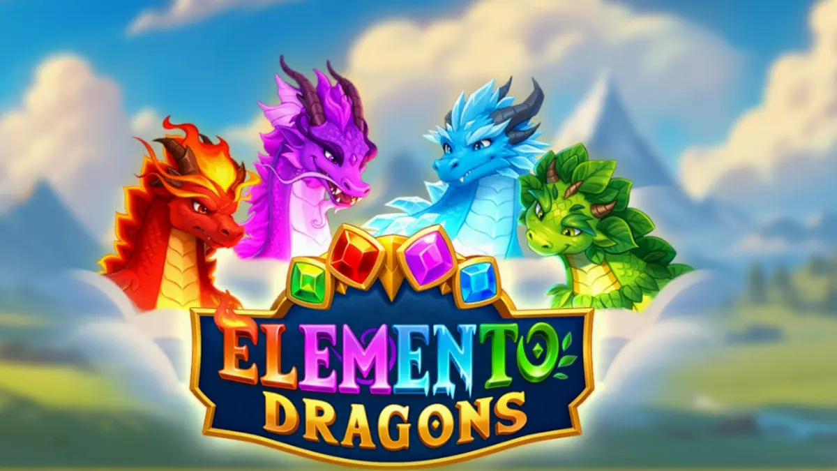 Tampilan grid 9x9 slot Elemento Dragons dengan elemen naga yang menyala